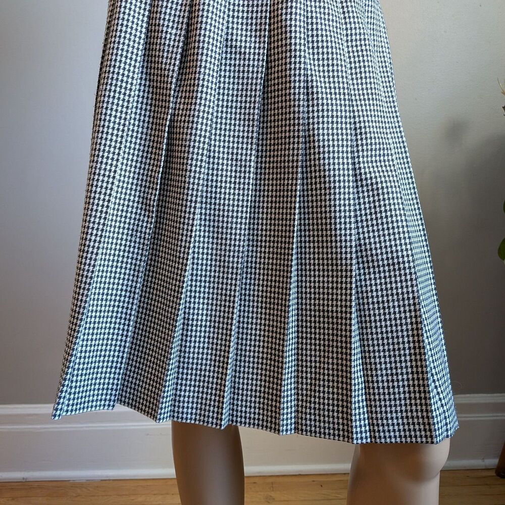 Vintage 90s Y2K Pleated Houndstooth Mini Skirt Dark Academia Preppy Size 6 - Picture 5 of 8